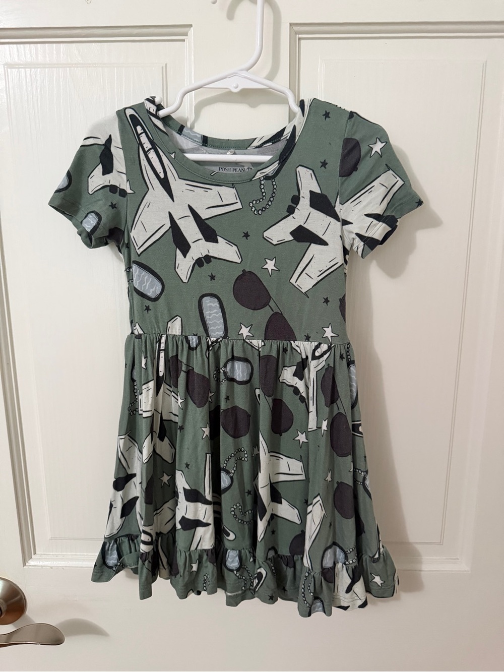 Posh Peanut Green Airplane & Sunglasses Print Dress